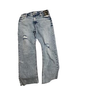 Art Class Girls Blue‎ Wash Baggy High Rise Straight Leg Ripped Jeans 12 Plus